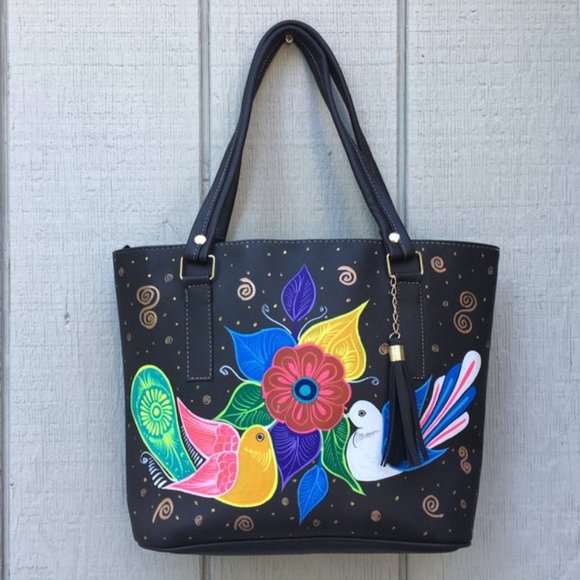 Hand Painted Mexican Tote Bag - Picture 1 of 4